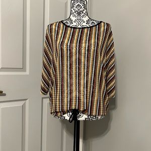 NWT- Travel Elements Stripe Geo Sleeve Blouse- Size Large.